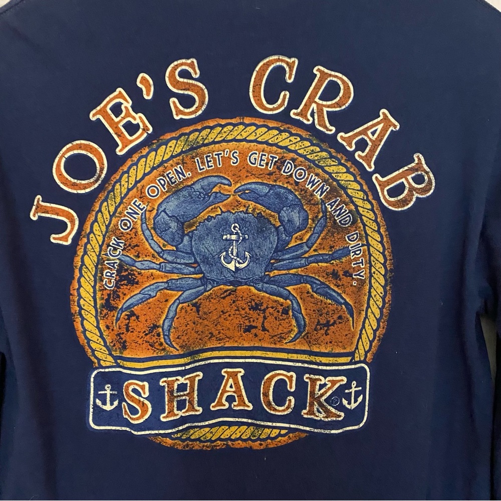 Mens Graphic Tee T Shirt M Medium 38” Navy Blue Joe’s Crab Shack Tempe AZ